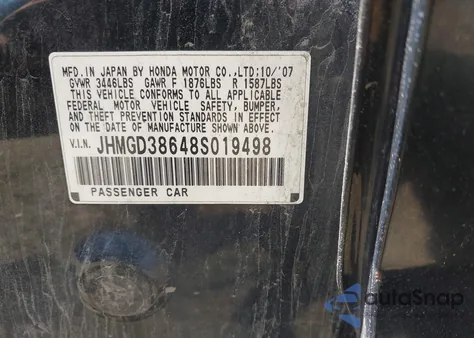 2008 Honda Fit Sport из США, поврежденный, VIN JHMGD38648S019498